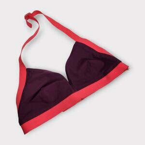 *NEW Orlebar Brown Womens Corsano Halter Neck Bikini Top 8 Hot Coral Aubergine